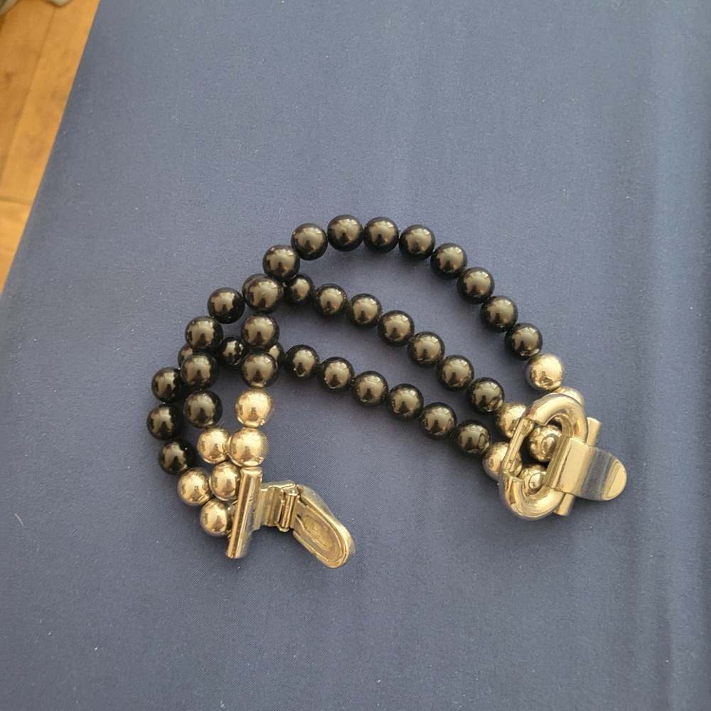 Elegant Black and Silver Beaded Bracelet